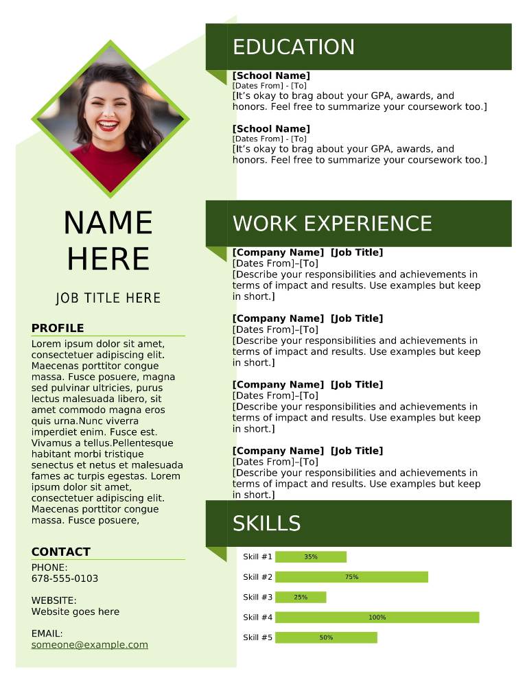 Green modern stylish resume template